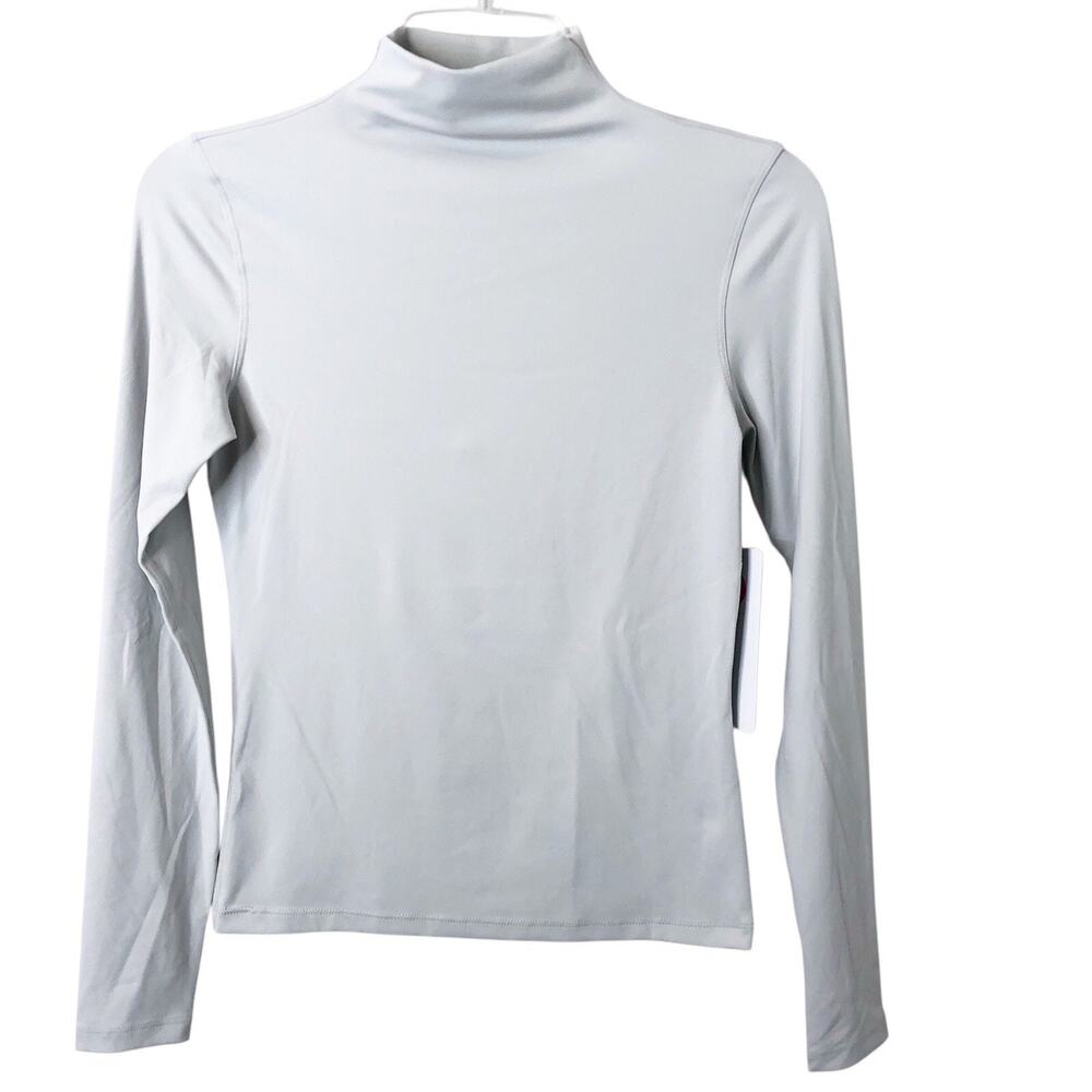 Yogalicious NWT Zenly Evelyn Mock Neck Long Sleeve Top in Micro Chip/Gardenia S